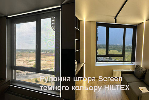 Рулонна штора з тканиною Screen темного кольору