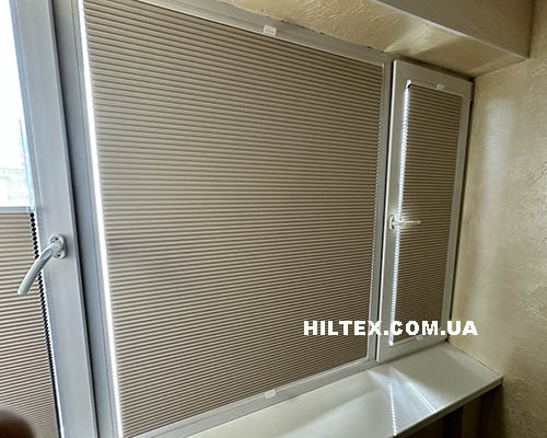 Штора плиссе Дуэт в кухне